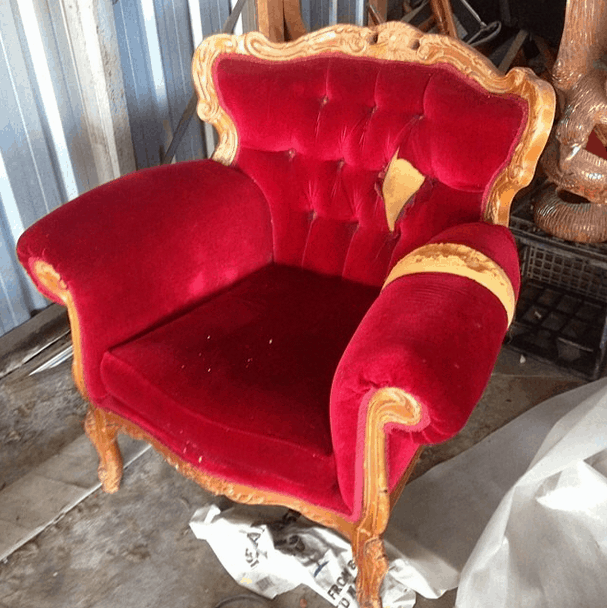 Red velvet couch single sofa seat