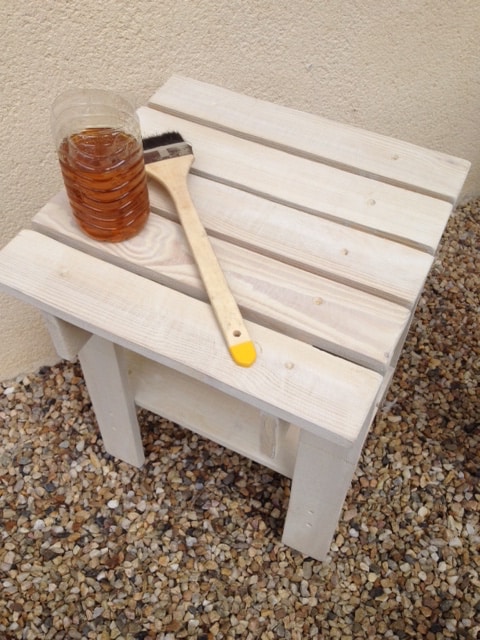 table with grain sack and before oil