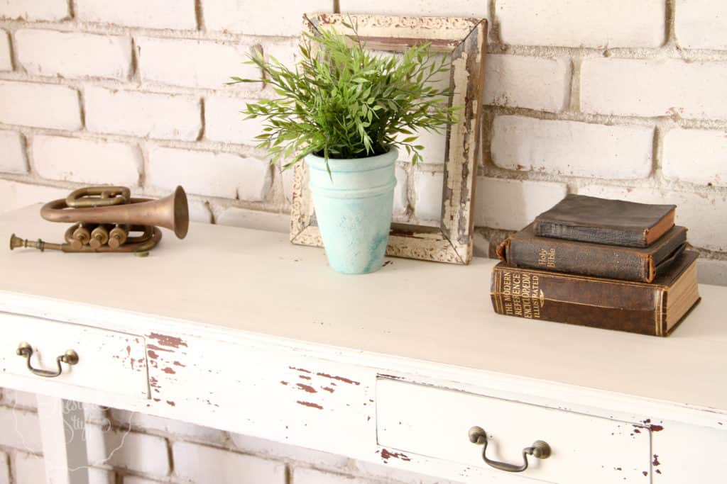 Brick Wall painted in Miss Mustard Seed's Milk Paint