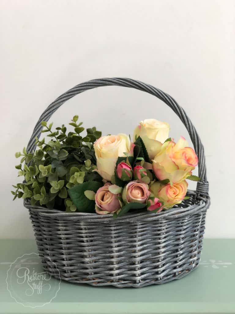 French country basket with grey wash look