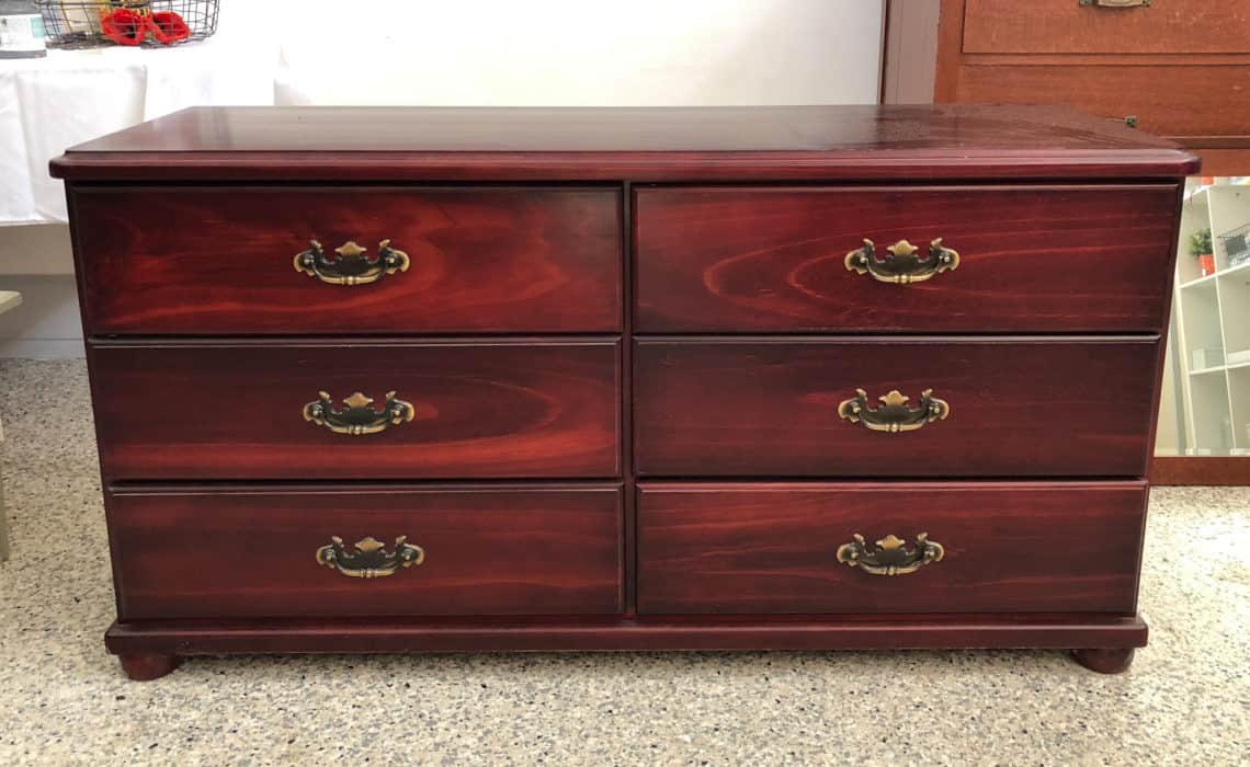 Before - Dresser mahogany stain & vintage handles