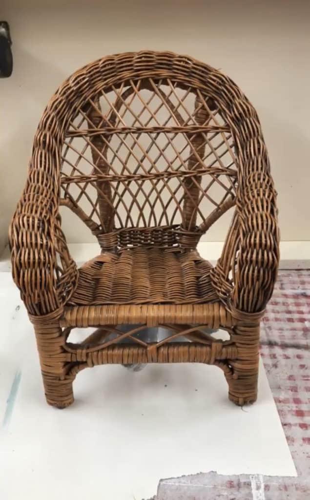 Before white washing this cane furniture toy chair.