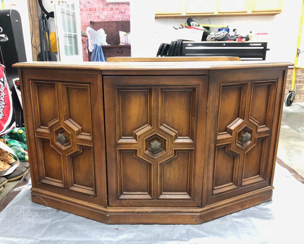 70s tv cabinet before makeover