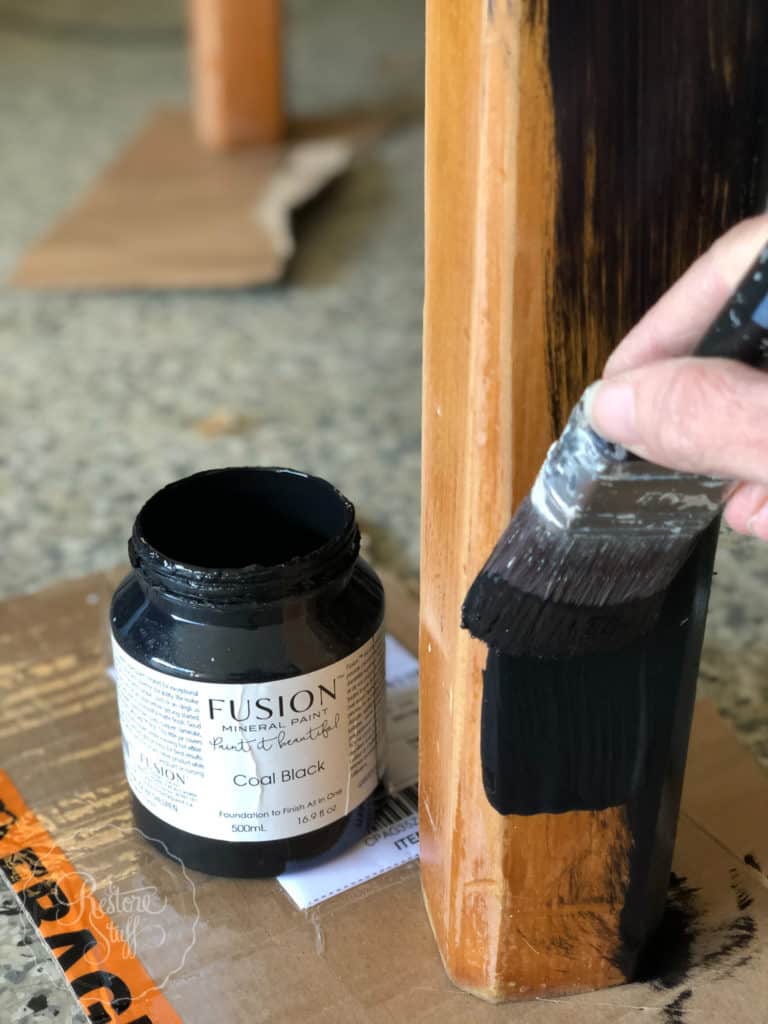 Painting table with Fusion's Coal Black using my Cling On F50 brush.