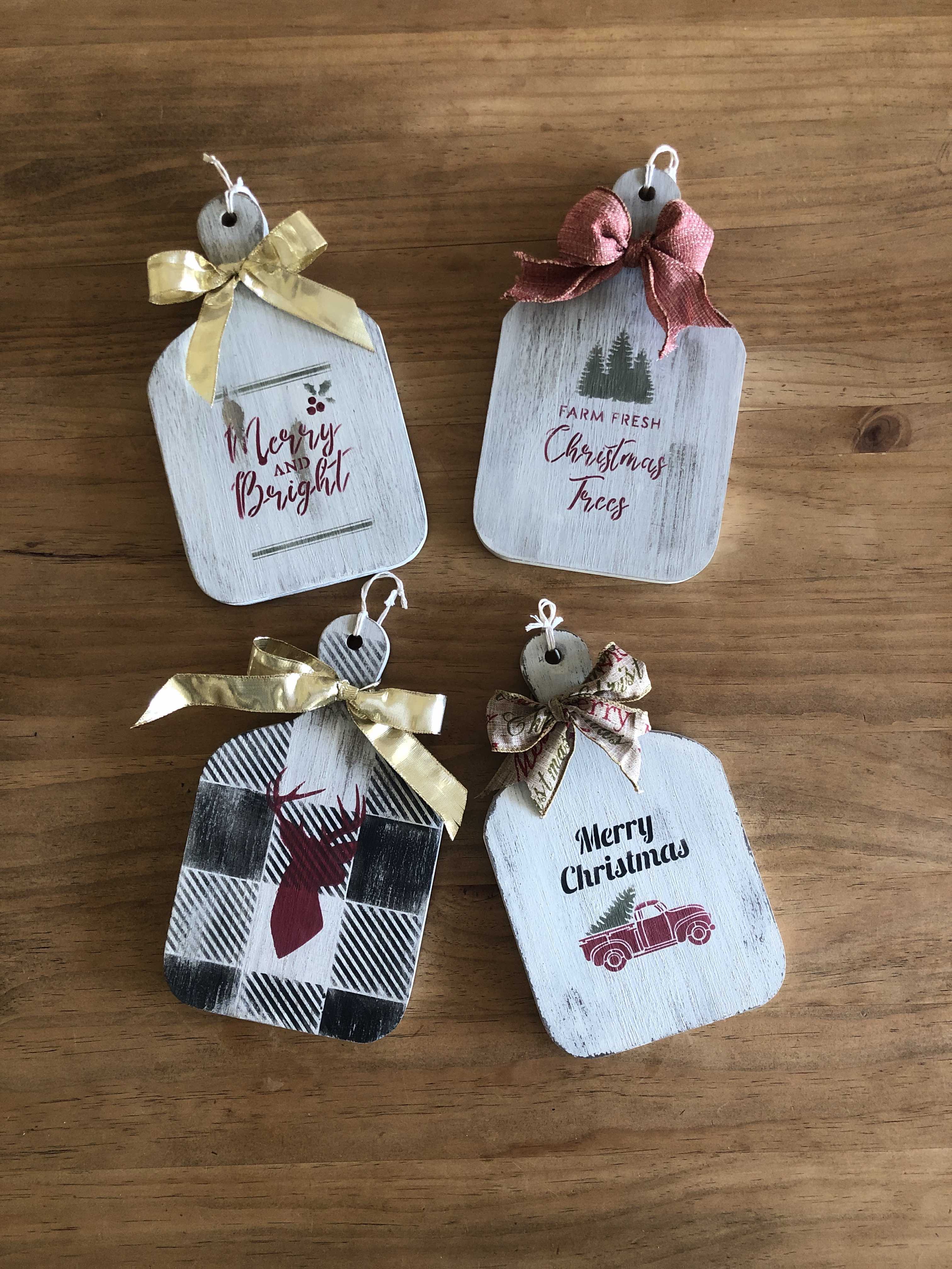 Christmas decor using Essential stencil gift tags