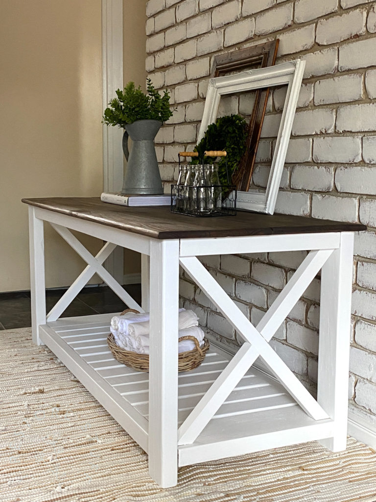 side view of finished coffee table