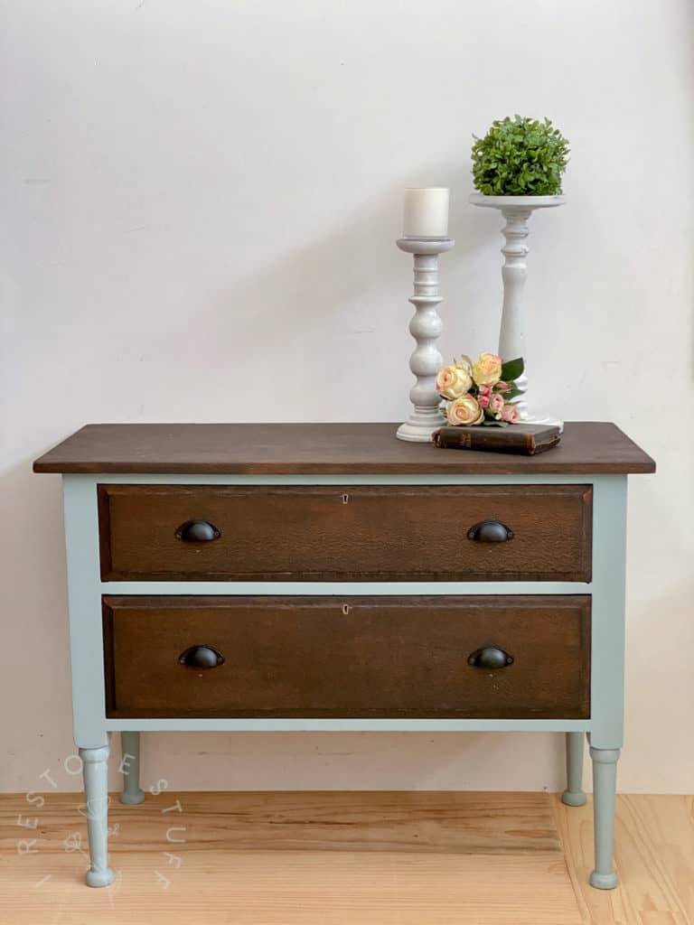 antique silky oak dresser drawers French Eggshell