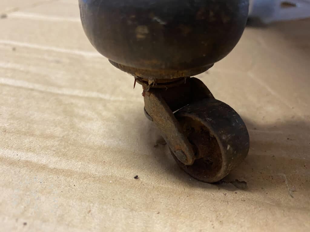 rusty castors on old Edwardian Trolley