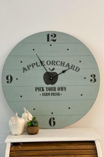 Farmhouse Clock with Apple Orchard Stencil