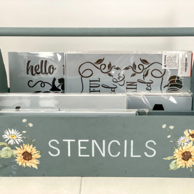 Old Tool Box Makeover with Paint, Stencils & Transfers