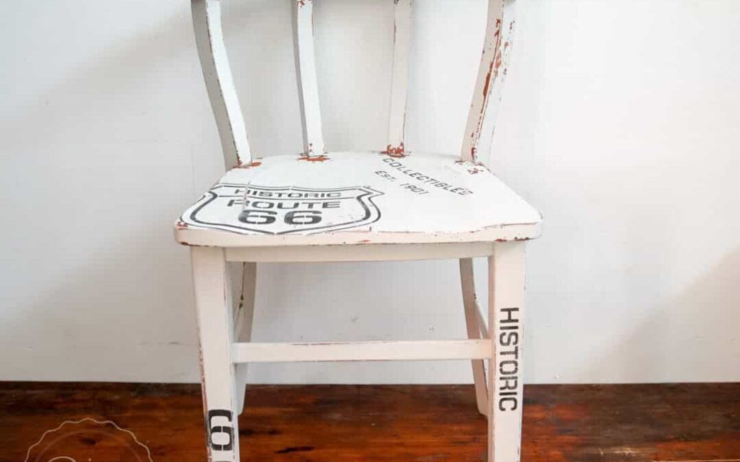 Milk Painted Chair with Old Sign Stencils