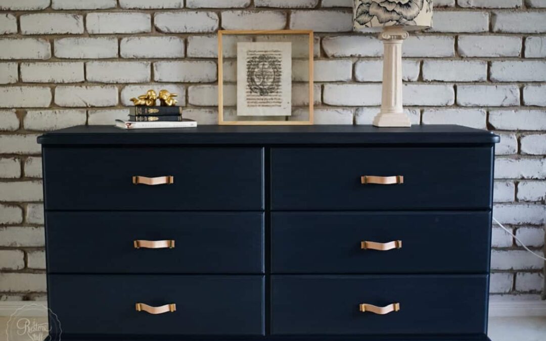 Midnight Blue Dresser Drawer Set & Leather Handle Swoon