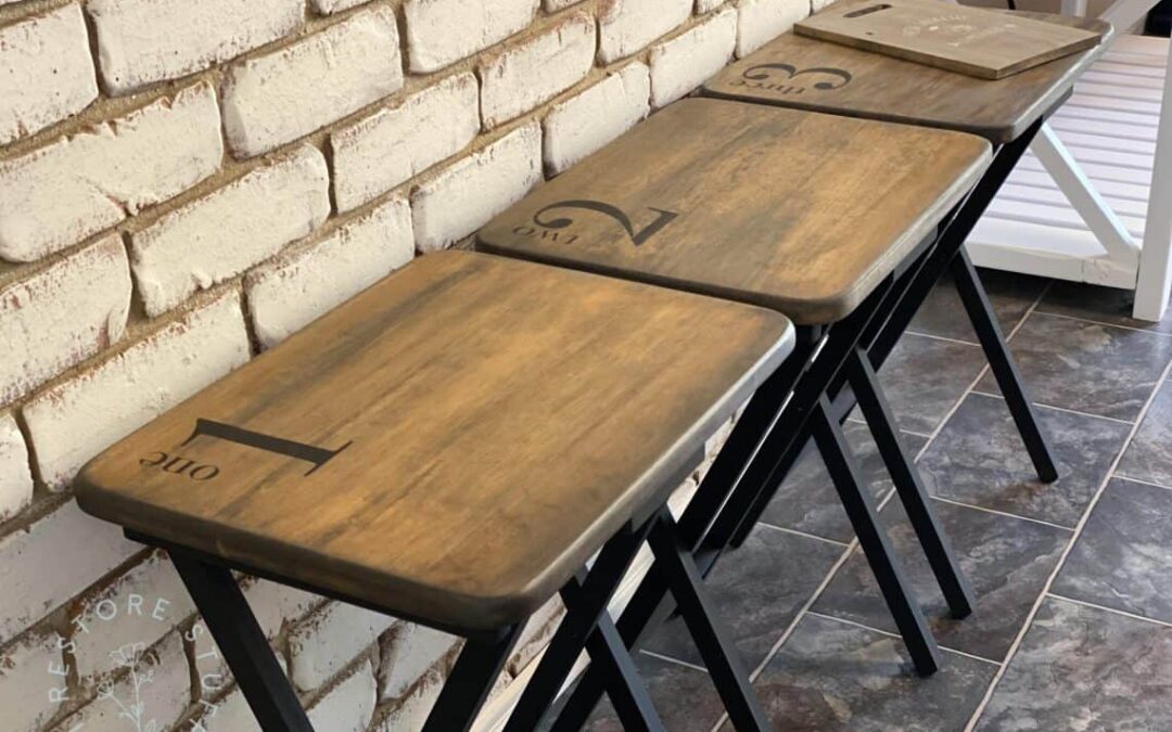 Old TV Tray Tables? Give them a Farmhouse Style Makeover