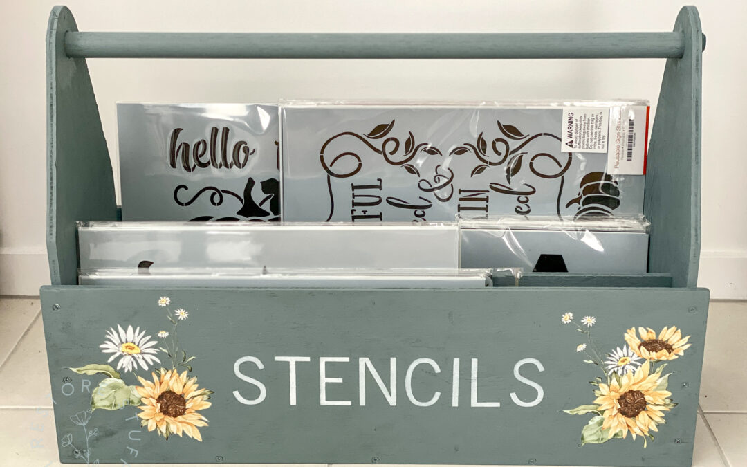 Old Tool Box Makeover with Paint, Stencils & Transfers