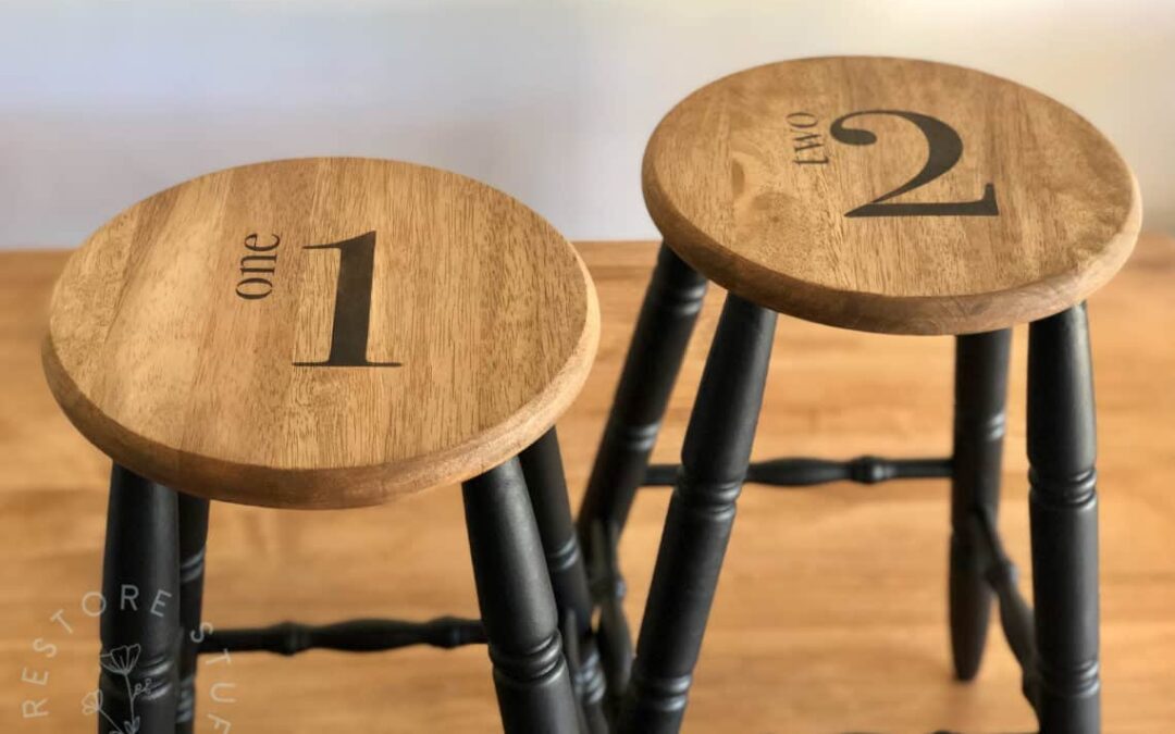 A Number Stencil Industrial Stool Makeover!