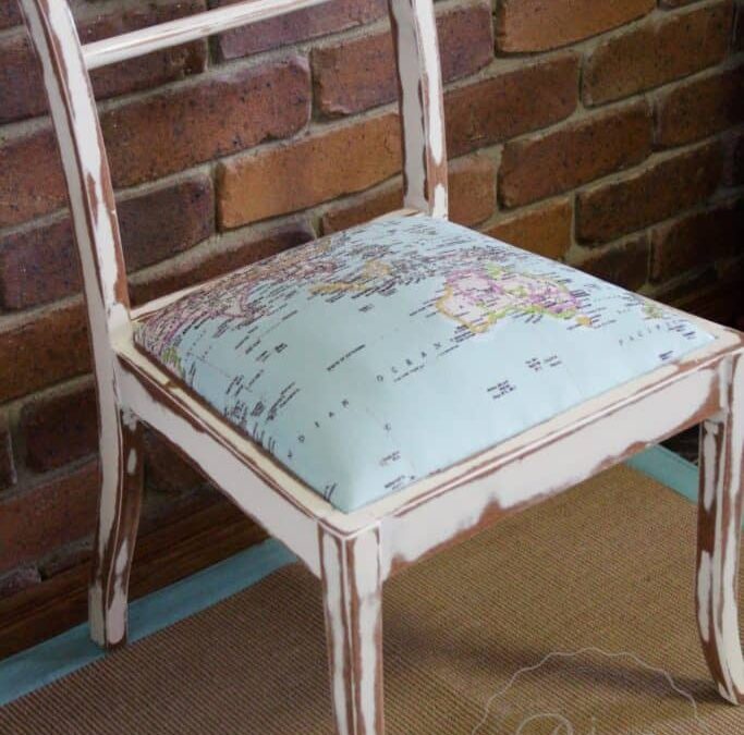 Shabby Chic Map Chair Before & After Makeover