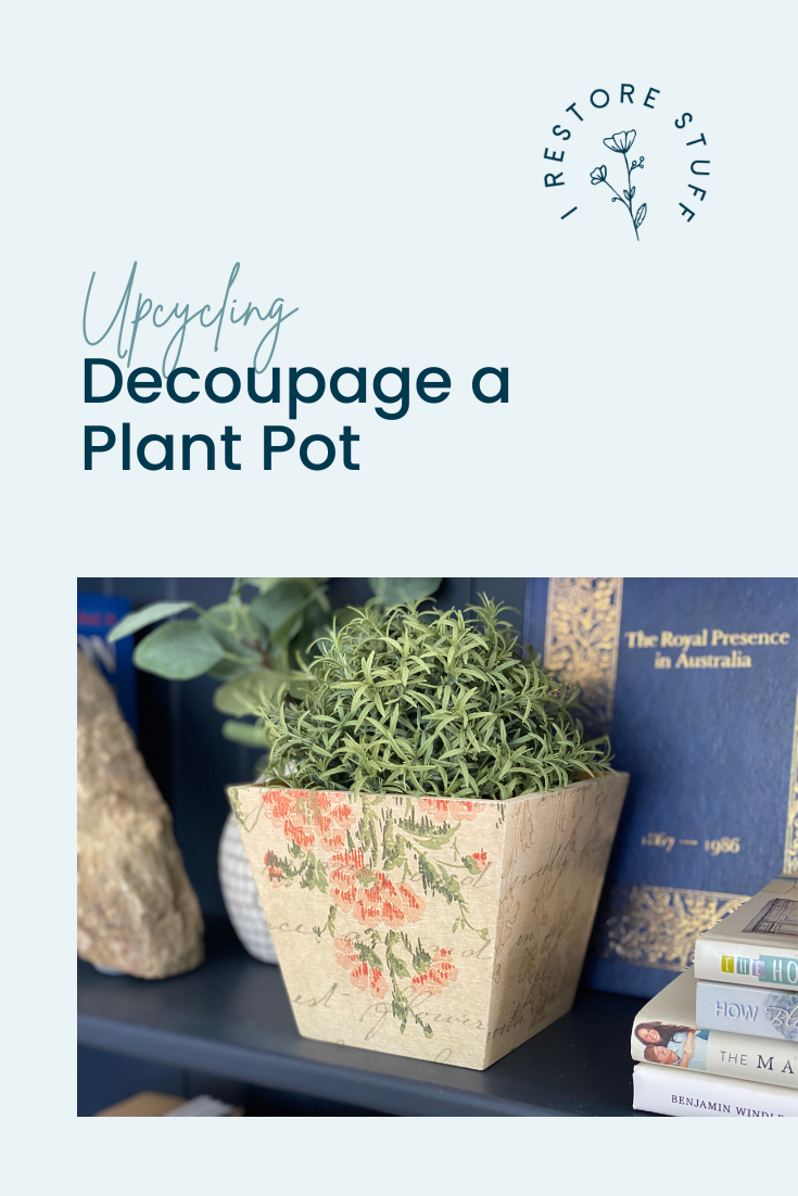 Decoupage a Plant Pot Pinterest image