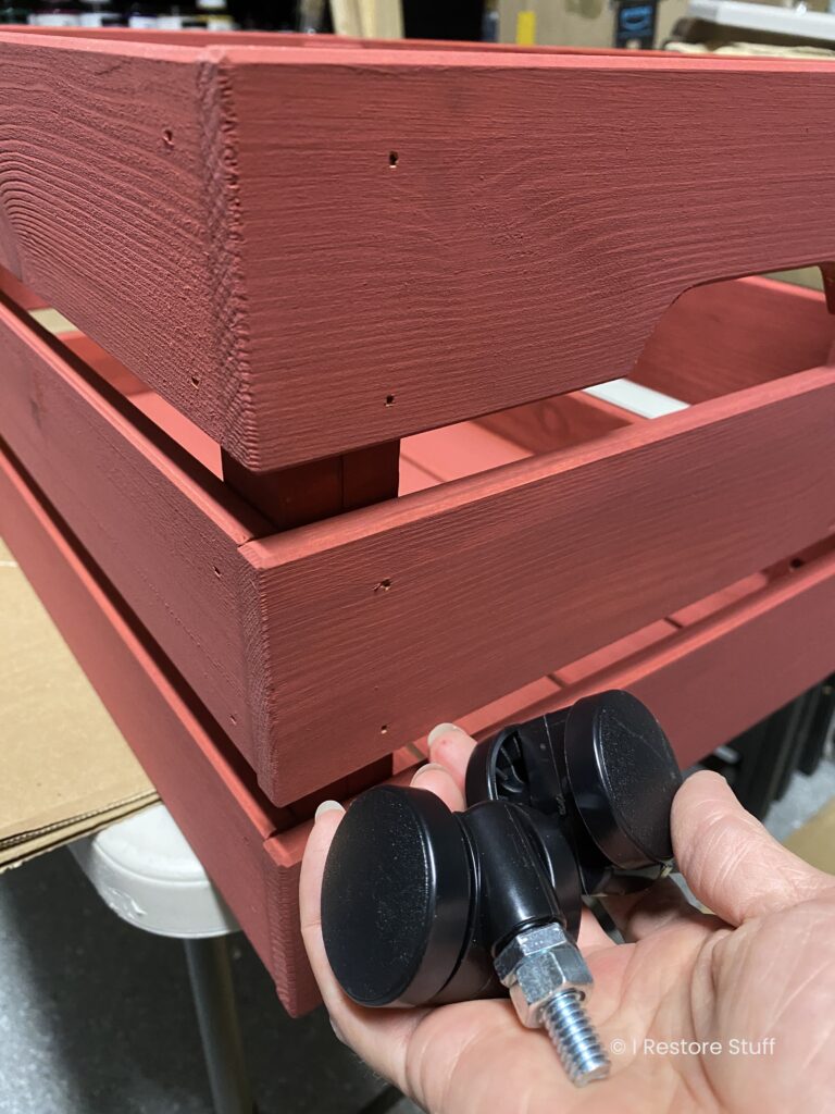 casters on IKEA Crate