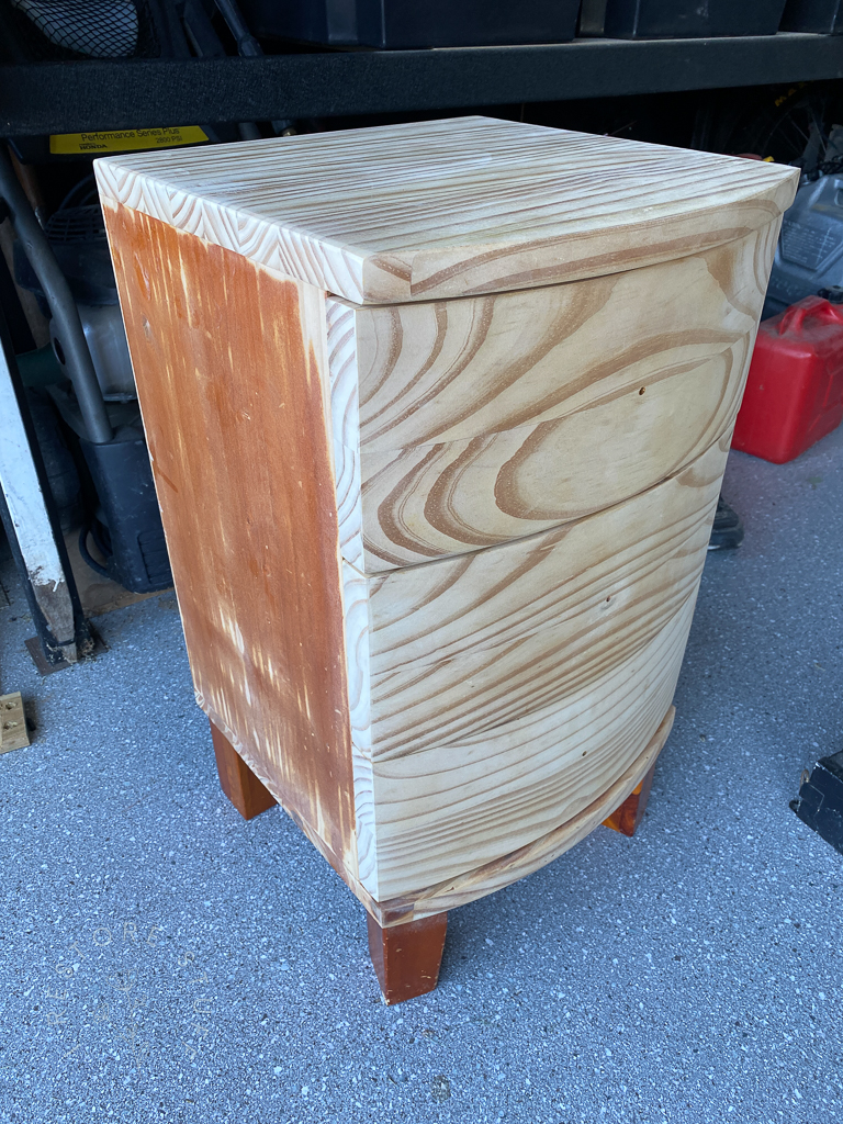 Sanded front and top of one set of drawers