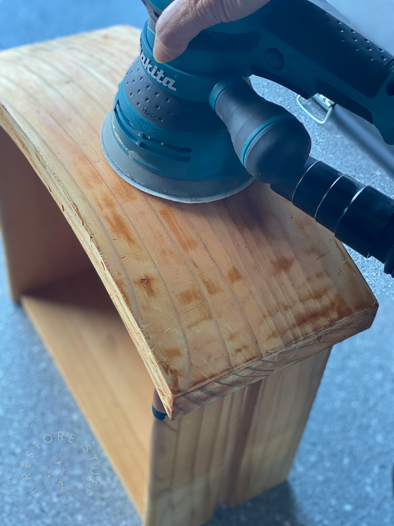 sanding a drawer