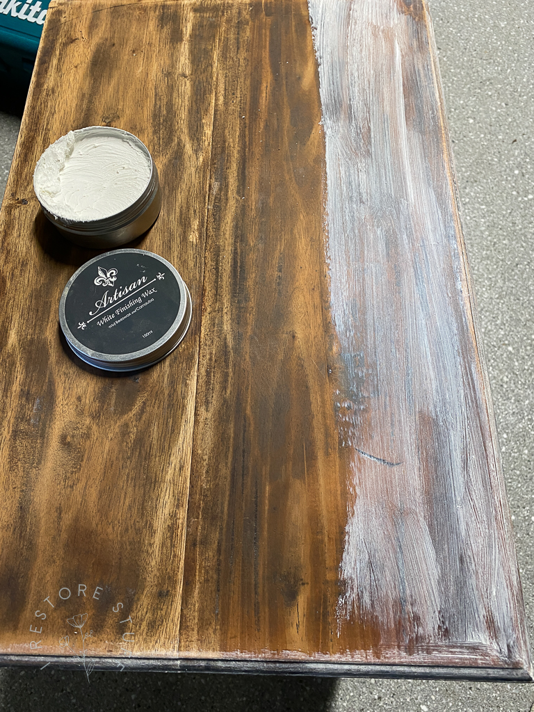 white wax on the top of the side table