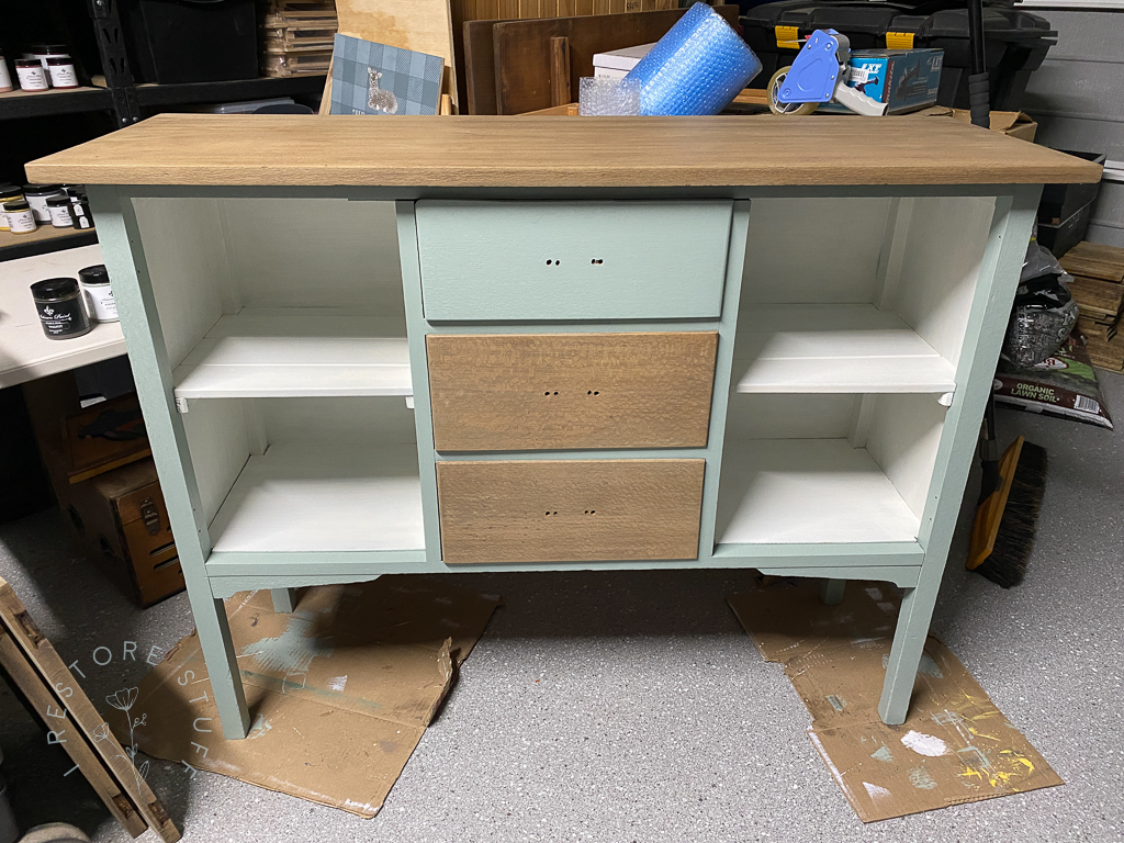 silky oak sideboard painted one coat