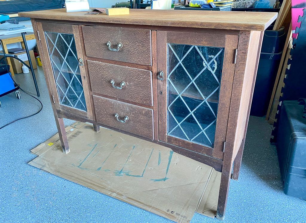 Silky oak sideboard before