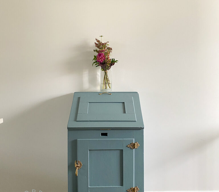 Vintage Fridge Turned Garden Cupboard with Fusion’s Blue Pine & Paisley