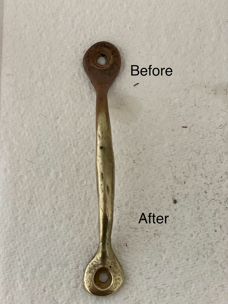 before/after vintage handle cleaned