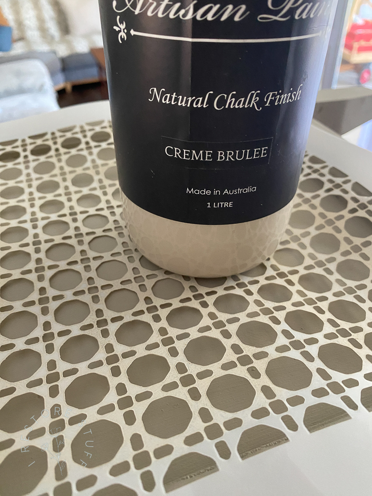 Stenciling with Artisan chalk paint in colour, Creme Brulee