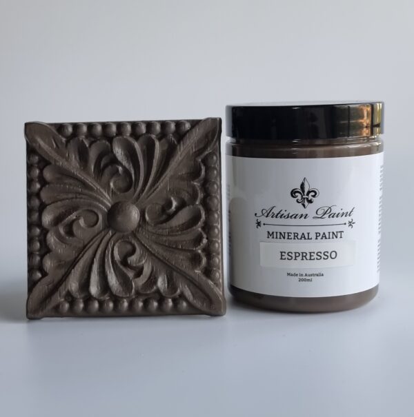 espresso artisan mineral paint pot & sample board