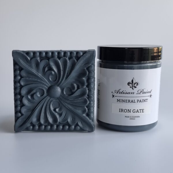 iron gate artisan mineral paint pot and sample board