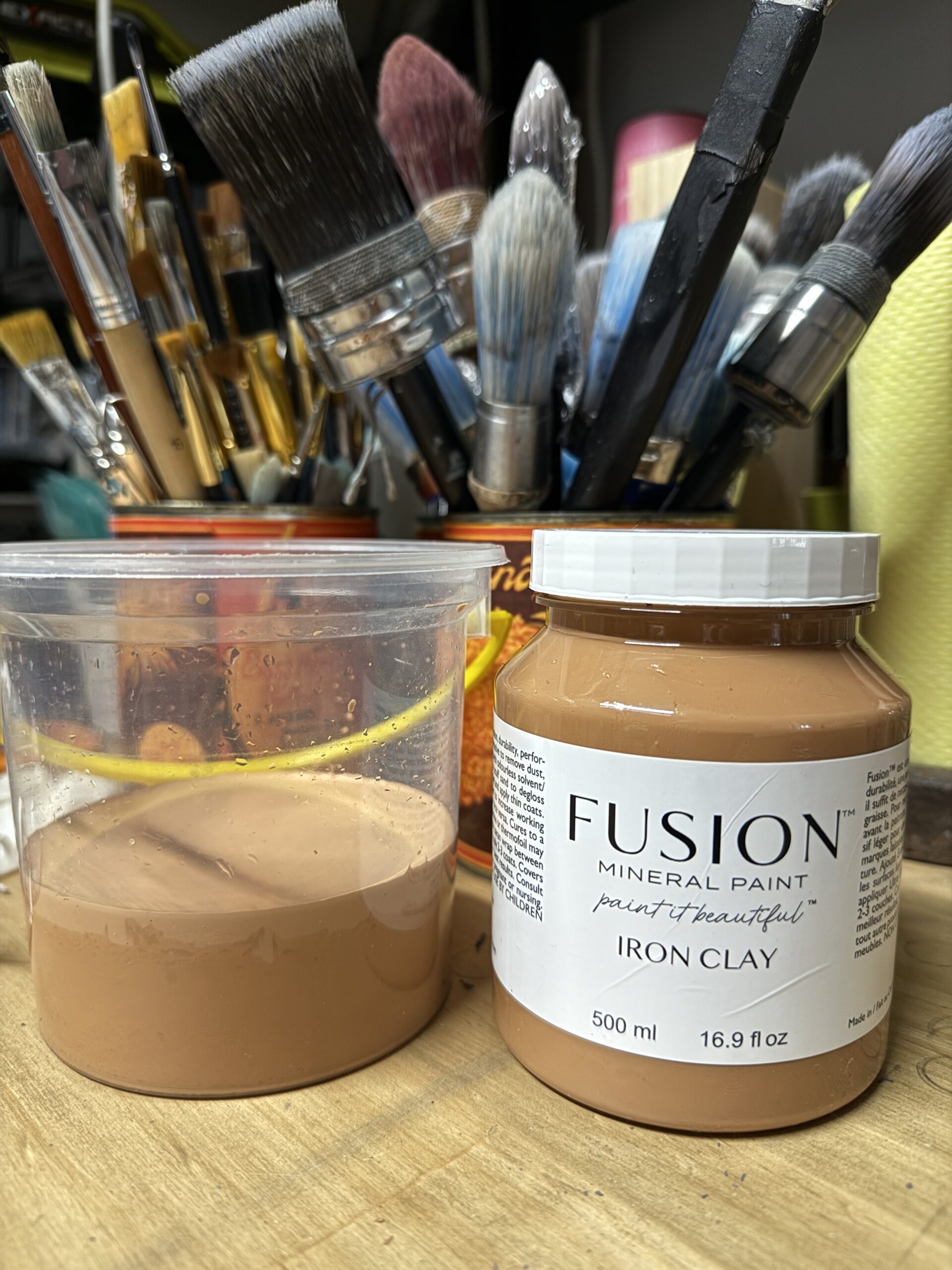 Iron Clay mixed with water for painting fabric