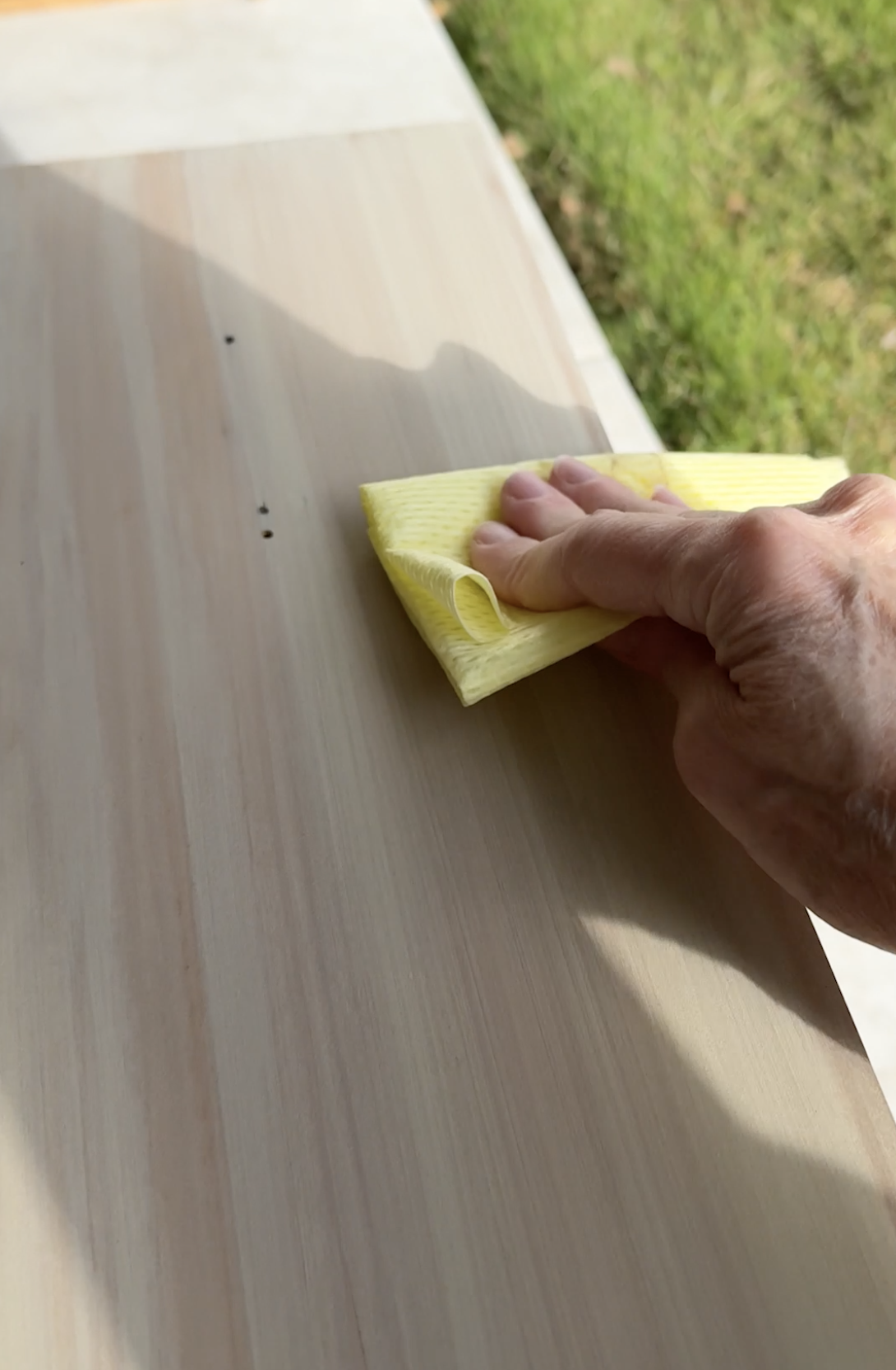 Wiping back Bellwood paint wash